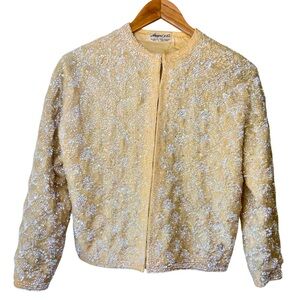 RARE 1950s Mayai & Co. Hong Kong Hand-Sewn Sequin Jacket - Angora + Silk